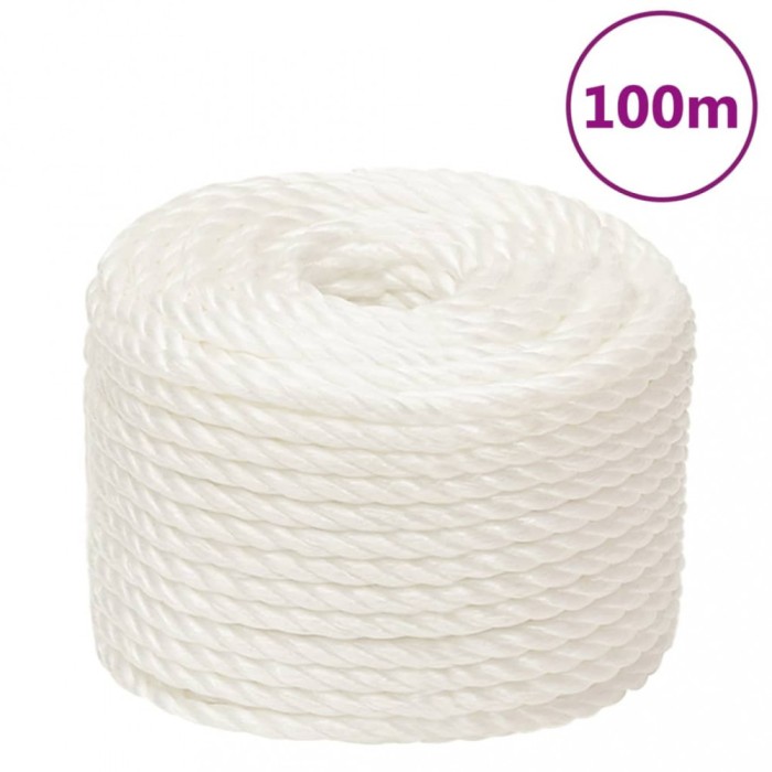Fr&acirc;nghie de lucru, alb, 14 mm, 100 m, polipropilenă