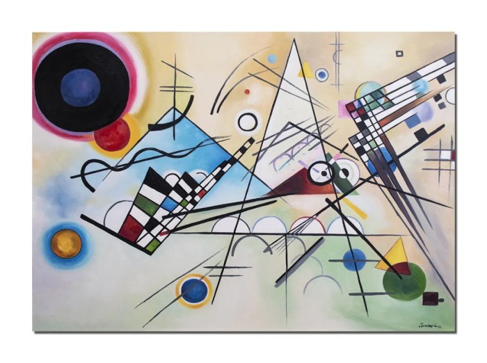 Tablou abstract celebru pictat manual, Composition VIII, 120x90cm ulei pe panza, reproducere Wassily Kandinsky