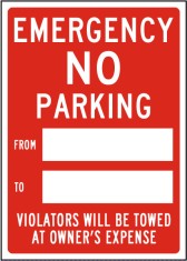 Emergency Temporary No Parking Violators Will Be Towed Sign foto