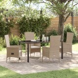 vidaXL Set scaune de exterior 5 pcs Bej și alb crem 160 x 80 x 73 cm