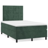 vidaXL Pat box spring cu saltea, verde &icirc;nchis, 120x190 cm, catifea 3269998