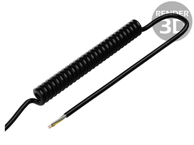 Cablu spiralat neecranat 5x0,22mm2 0,8m-3,2m negru