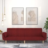 Canapea extensibilă cu 2 locuri, 2 perne, roșu vin, textil