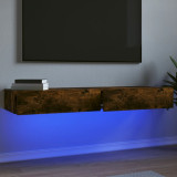 Comode TV cu lumini LED, 2 buc., stejar fumuriu, 60x35x15,5 cm GartenMobel Dekor, vidaXL