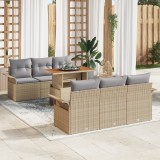 vidaXL Set canapea grădină 7 piese cu perne Bej din ratan sintetic și acacia