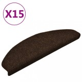 VidaXL Covorașe autoadezive scări, 15 buc, 65x21x4 cm, maro, perforat