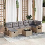 Gossi set canapele de gradina, 8 piese, cu perne, bej, poliratan