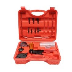 Trusa pompa tester auto presiune si vacuum Breckner Germany, pompa vacuum manuala cu manometru analog, recipient colector lichid transparent,