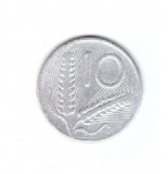 Moneda Italia 10 lire 1954, stare relativ buna, curata, Europa, Aluminiu