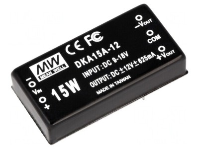 Convertor DC/DC 15W 9-18V la 12V/-12V THT foto