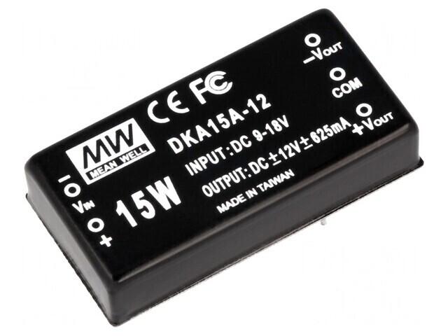 Convertor DC/DC 15W 9-18V la 12V/-12V THT
