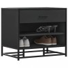 VidaXL Bancă de pantofi neagră 60x40x53,5 cm lemn și metal prelucrat