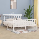 Cumpara ieftin Cadru de pat, alb, 200x200 cm, lemn masiv de pin