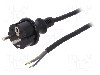 Cablu alimentare AC, 3m, 3 fire, culoare negru, cabluri, CEE 7/7 (E/F) mufa, SCHUKO mufa, PLASTROL - W-97266