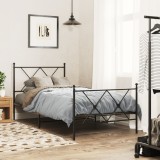 VidaXL Cadru pat metalic cu tăblii de cap/picioare, negru, 90x200 cm