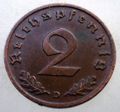 2.638 GERMANIA 2 REICHSPFENNIG 1938 D foto