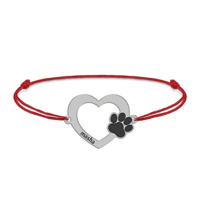 Paw Lover - Bratara personalizata inimioara si labuta - snur foto