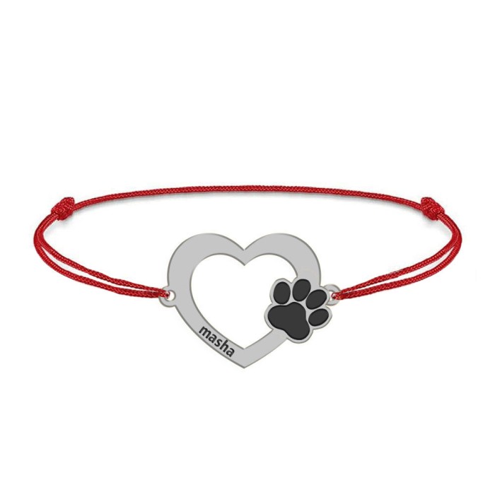 Paw Lover - Bratara personalizata inimioara si labuta - snur