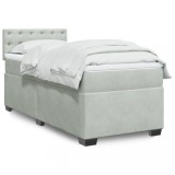 VidaXL Pat continental cu saltea, gri deschis, 80x200 cm, catifea 3288474
