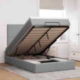 Cumpara ieftin Cadru de pat otoman cu saltea țesătură gri deschis 120x200cm