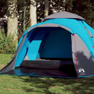 vidaXL Cort de camping cupolă 3 persoane, setare rapidă, albastru foto