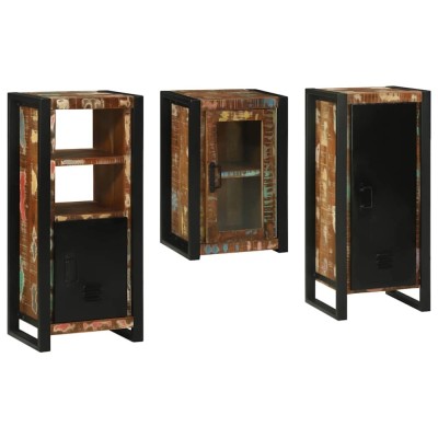 vidaXL Set de mobilier pentru baie cu ușă 3 pcs Lemn recuperat solid 3305705 foto