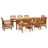 Gossi set mobilier de gradina cu perne, 9 piese, lemn masiv acacia