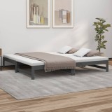 Pat de zi extensibil, gri, 2x(100x200) cm, lemn masiv de pin