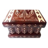 Cutie puzzle cu cheie ascunsa mic pentru bijuterie decoratiune rosu