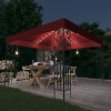 Pavilion gradina 3x3 m, rosu vin, cu LED, otel, protectie UV, ideal petreceri