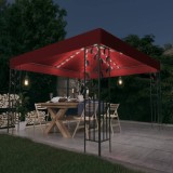 Gossi pavilion cu sir de lumini led, rosu vin, 3x3 m