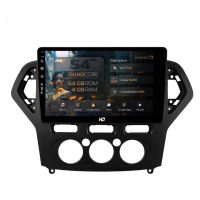 Navigatie Ford Mondeo (2007-2010) Clima Manuala 4GB RAM Android 13 Quadcore DSP GPS Wi-FI Carplay Android Auto USB Bluetooth Waze Touchscreen 9 inch foto