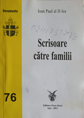 SCRISOARE CATRE FAMILII-IOAN PAUL AL II-LEA foto