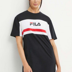 Fila rochie din bumbac Lishui culoarea negru, mini, oversize, FAW0776