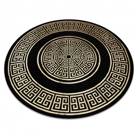 Covor ALLURE 1968 cerc Cheie greacă, cadru - Structural, elegant, glamour negru / aur , cerc 120 cm