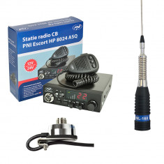 Kit Statie radio CB PNI ESCORT HP 8024 ASQ + Antena CB PNI ML160 cu Suport T941 foto
