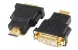 ADAPTOR video GEMBIRD, HDMI (T) la DVI-I DL (M), conectori auriti, black, &quot;A-HDMI-DVI-3&quot; (timbru verde 0.08 lei)