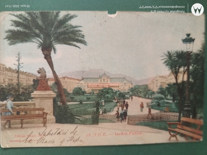 NISA FRANTA ,vedere gradinile din Nisa , CARTE POSTALA , anul 1905 , circulata interesanta , ,