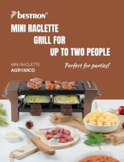 Gratar raclette compact Bestron AGR102G, pentru 2 persoane, 2 tigai, 350W