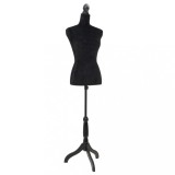 Bust Manechin Croitorie Dama vidaXL Negru, Inaltime Reglabila 133-168cm, Umeri 37cm, Ideal Design Vestimentar