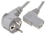 Cablu Alimentare 3x1mm&sup2; cu Ștecăr &Icirc;n Unghi și Conector IEC C13 90&deg;