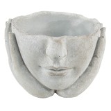 Cumpara ieftin Set 2 ghivece flori ceramica gri Face 17x17x11 cm