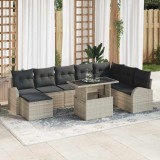 VidaXL Set de canapele pentru grădină 9 pcs Gri deschis Rattan poli