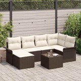 vidaXL Set de canapele pentru grădină cu pernă 7 pcs Maro Rattan poli 3345438