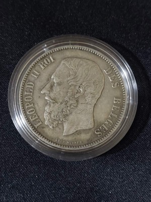 Belgia 1870 - 5 franci - monedă de argint foto