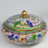 Vas cu capac, bomboniera, bol chinezesc bronz si email vintage - CLOISONNE