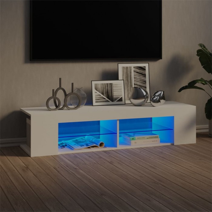 vidaXL Comodă TV cu lumini LED, alb, 135x39x30 cm