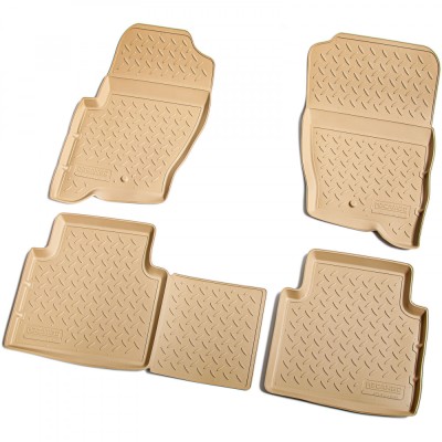 Set de 4 covorase bej cauciuc 3D stil tavita premium pentru Range Rover Sport I 2005-2013 foto