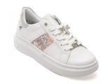 Pantofi sport RIEKER albi, W1202, din piele naturala