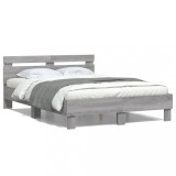 VidaXL Cadru de pat cu tăblie și LED, gri sonoma, 120x190 cm 3207579